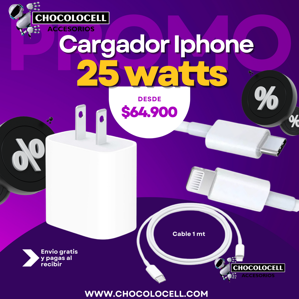 Cargador de Iphone 25 Watts (certificado)✅