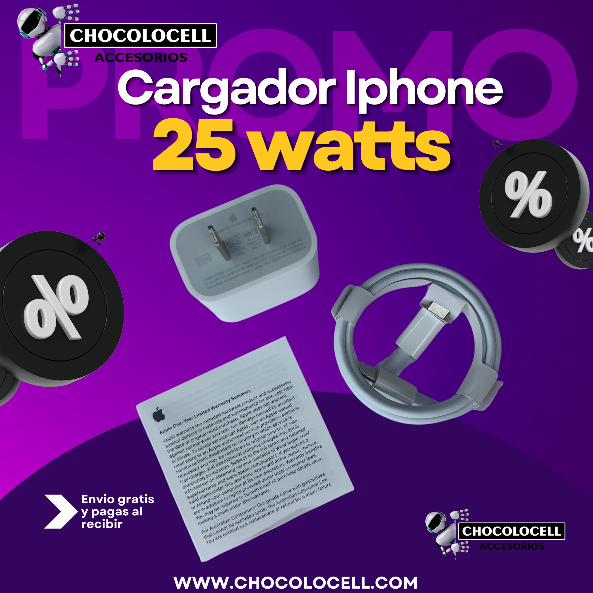 Cargador de Iphone 25 Watts (certificado)✅
